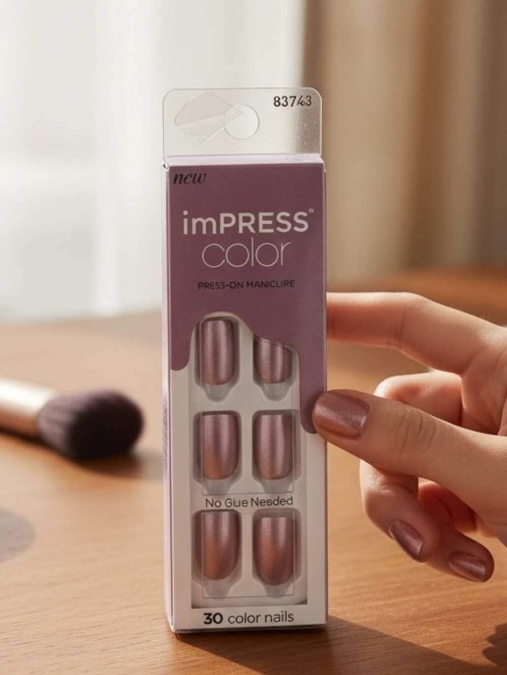 imPRESS Color Press‑On Nails NIB | Short Metallic Pink • 30‑Count Set